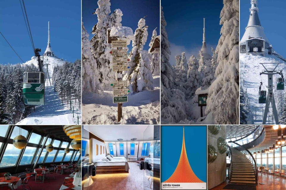 <p data-start="166" data-end="216"><strong data-start="166" data-end="216">Je&scaron;těd Mountain and the Je&scaron;těd Tower&nbsp;</strong></p>
<p data-start="218" data-end="588">These photos show <strong data-start="236" data-end="255">Je&scaron;těd Mountain</strong> near <strong data-start="261" data-end="272">Liberec</strong> which is known for its cable car the ski slopes and the iconic <strong data-start="336" data-end="352">Je&scaron;těd Tower</strong>. The cable car runs from Horn&iacute; Hanychov to the top of the mountain and is one of the main ways to reach the tower. The snowy signposts belong to the marked trails around Je&scaron;těd which are used for winter hiking and cross-country skiing.&nbsp;</p>
<p data-start="590" data-end="1008">The tower itself functions as a <strong data-start="622" data-end="646">hotel and restaurant</strong>. The interior photos show the restaurant with panoramic windows and one of the retro-style hotel rooms that kept the original design from the 1970s. The poster image represents the unique architecture of Je&scaron;těd which is a symbol of the Liberec region. The staircase area is part of the tower&rsquo;s public space where visitors can enjoy the views in every direction.&nbsp;</p>
<p data-start="1010" data-end="1131">Je&scaron;těd is easy to visit from Liberec and is a good option for a day trip with clear access by cable car or hiking routes.&nbsp;</p>
<p data-start="1133" data-end="1255" data-is-last-node="" data-is-only-node="">#VisitCzechia #Jested #Liberec #CzechRepublic #MountainViews #CzechTravel #ArchitectureCzechia #WinterTravel #TravelEurope</p>