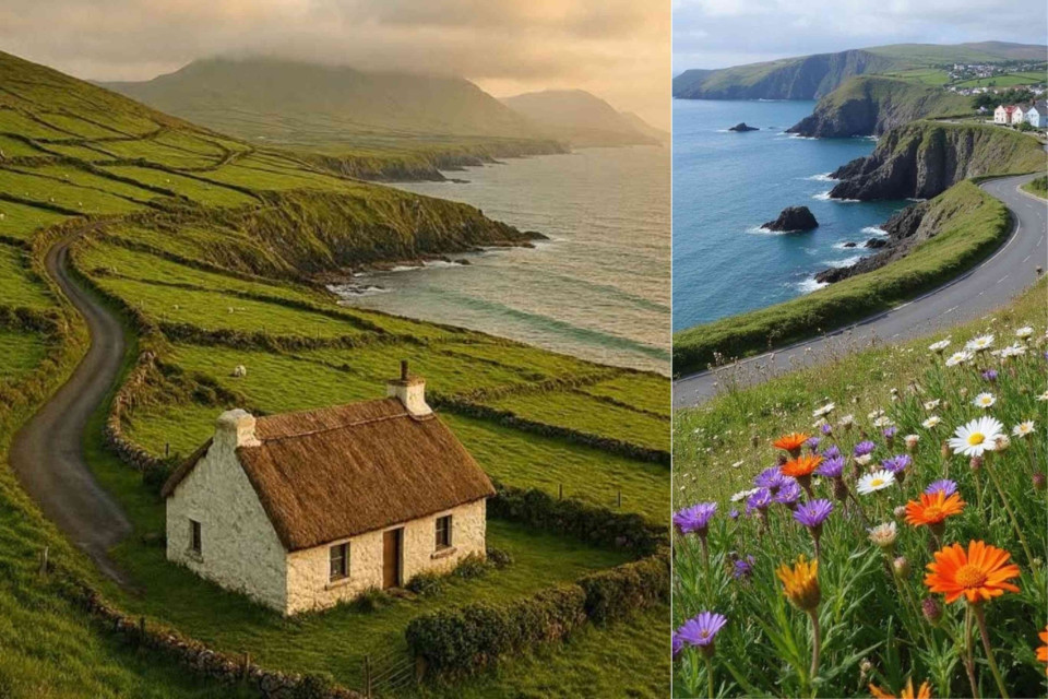 <p class="isSelectedEnd">Follow the winding roads of <strong>Ireland&rsquo;s west coast</strong> where green hills meet the Atlantic and every turn reveals a new view. These scenes are part of the <strong>Wild Atlantic Way</strong> with highlights like the <strong>Dingle Peninsula</strong>, <strong>Slea Head Drive</strong> and the dramatic <strong>Cliffs of Moher</strong>.</p>
<p class="isSelectedEnd">Explore small coastal villages walk along rugged cliffs and stop at hidden beaches along the way. Ireland is about wide open landscapes quiet roads and a strong connection between land sea and culture.</p>
<p>#Ireland #WildAtlanticWay #DinglePeninsula #SleaHeadDrive #CliffsOfMoher #VisitIreland #RoadTripEurope #ExploreEurope #TravelInspiration</p>