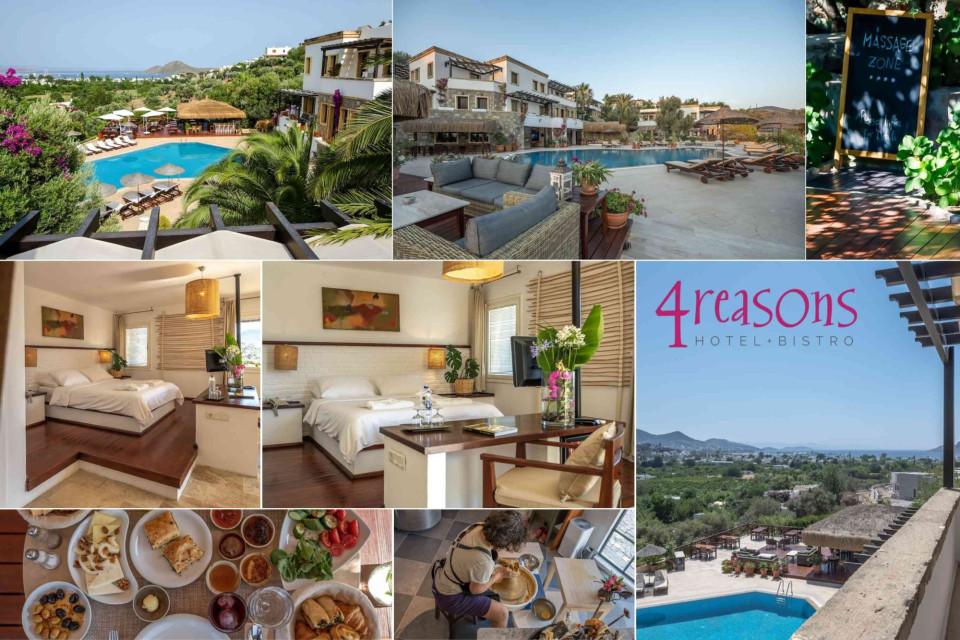 <p data-start="95" data-end="142"><strong data-start="95" data-end="140">4 Reasons Hotel &amp; Bistro &ndash; Bodrum, Turkey</strong></p>
<p data-start="144" data-end="365">Located on a hill above Yalıkavak, this is <strong>a small boutique hotel</strong> <strong>with views over the Aegean Sea</strong>. It&rsquo;s set away from the busy areas, which makes it much quieter than central Bodrum.</p>
<p data-start="367" data-end="517">The hotel is known for its elevated position. You get open sea views from the rooms, terrace and pool area, which becomes the main part of the stay.</p>
<p data-start="519" data-end="635">Rooms are minimal and modern with large windows. The focus is on light, space and the view rather than decoration.</p>
<p data-start="637" data-end="802">The restaurant is a key part of the experience. It combines local ingredients with a more refined approach, so many guests stay in for dinner instead of going out.</p>
<p data-start="804" data-end="960">You will need a car or taxi to move around, but that is part of the appeal. It feels more private and less commercial than most coastal resorts in Turkey.</p>
<p data-start="1064" data-end="1115">You can check and book this stay on <a href="https://book.hotel.eu/hotels/lp4cc02?source=hotels&amp;placeId=37.111466%2C27.304542">book.hotel.eu</a></p>
<p data-start="1117" data-end="1191">#bodrum #turkeytravel #boutiquehotel #coastalstay #aegeansea</p>