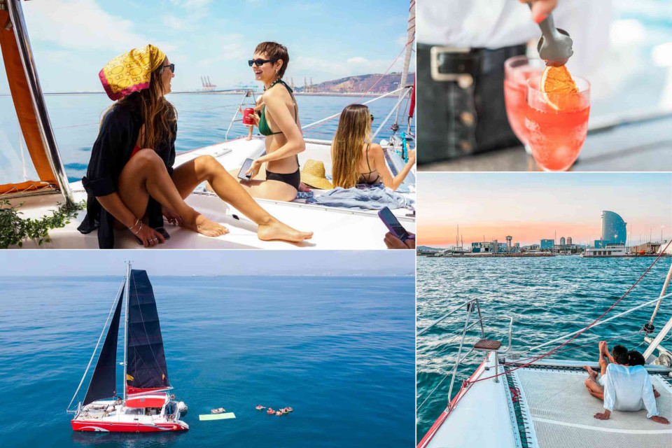 <p class="isSelectedEnd">Barcelona reveals a different atmosphere once the city is seen from the Mediterranean.</p>
<p class="isSelectedEnd">Departing from Marina Vela beside Barceloneta and the W Barcelona, this <strong>catamaran experience </strong>slowly leaves the busy coastline behind and opens towards <strong>panoramic views of the city skyline</strong>, golden evening light and the calm rhythm of the sea.</p>
<p class="isSelectedEnd">On board, music, local tapas and a drink set the tone for a slower Mediterranean escape while the catamaran moves along the coast. Lounge across the front nets, feel the sea breeze drifting through the boat and watch Barcelona slowly transform from the water.</p>
<p class="isSelectedEnd">During daytime cruises, the boat stops for a swim in clear Mediterranean waters, while sunset sailings reveal one of the most cinematic views of the city as the sun disappears behind the skyline.</p>
<p class="isSelectedEnd">A quieter way to experience Barcelona &mdash; somewhere between sea, light and slow coastal living.</p>
<p class="isSelectedEnd"><a href="https://www.getyourguide.com/city-of-arts-and-sciences-l4756/?partner_id=GZ1KO7T&amp;utm_medium=travel_agent">Reserve your catamaran experience</a> and discover Barcelona from the Mediterranean.</p>
<p>#Barcelona #CatamaranCruise #MediterraneanLife #BarcelonaBySea #SunsetCruise #SpainTravel #CoastalEscape #LesCouleursDuMonde</p>
